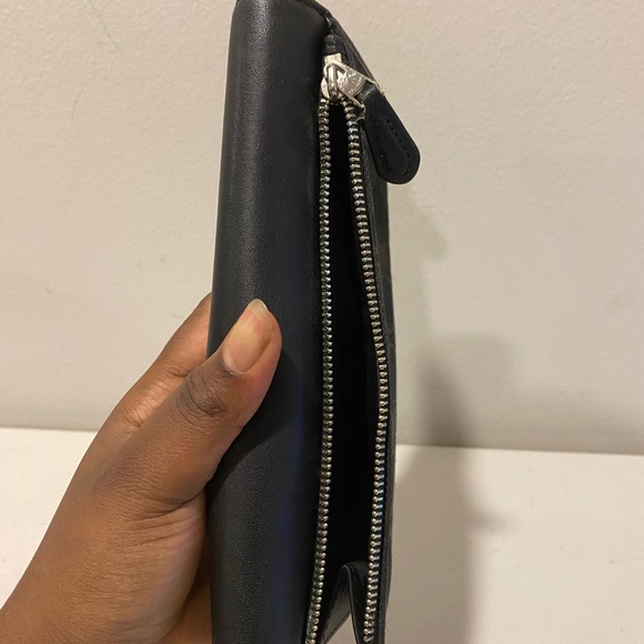 Coach New York envelope wallet pebbled leather black logo check book snap women - Picture 3 of 10